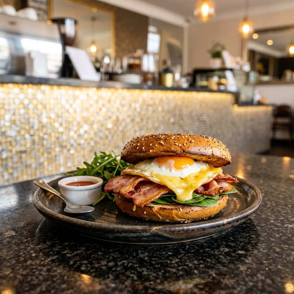 English Breakfast Muffin served at Allure Cafe Perth counter