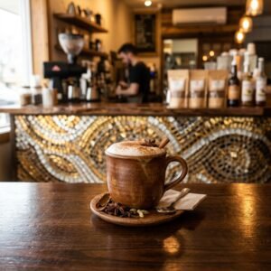 Chai Latte served at Allure Cafe Perth counter