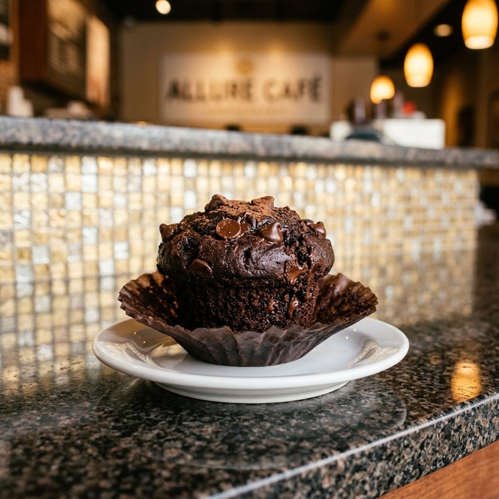 Chocolate Muffin served at Allure Cafe Perth counter