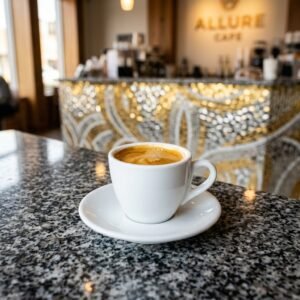 Espresso served at Allure Cafe Perth counter