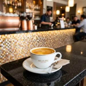 Long Black served at Allure Cafe Perth counter